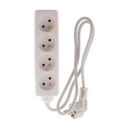 [31199] BLOC MULTIPRISES 4 PRISES 16A BLANC - H05VV-F 3G1 LG : 1 MÈTRE