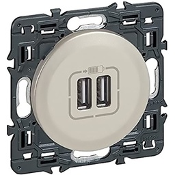 [31724] CELIANE _MEC. DOUBLE CHARGEUR USB TITANE