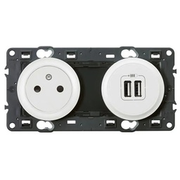 [31728] CELIANE _MEC. PRISE 2P+T /+ USB - BLANC