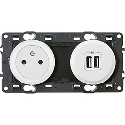 [31729] CELIANE _MEC. DOUBLE CHARGEUR USB BLANC