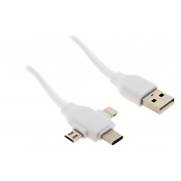 [32181] CABLE USB TRIPLE TETE AVEC USB C, MICRO USB ET IPHONE