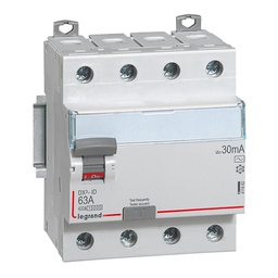 [32333] INTERRUPTEUR DIFFERENTIEL MODULAIRE 4P 63A 30MA AC 4MOD VIS/VIS 411662 LEGRAND