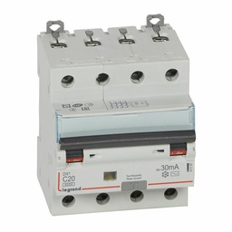 [32342] DISJONCTEUR DIFFERENTIEL MODULAIRE 4P C20 30MA AC 6000/10KA 4MOD VIS/VIS 411187 LEGRAND