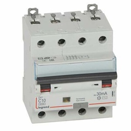 [32363] DISJONCTEUR DIFFERENTIEL MODULAIRE 4P C10 30MA AC 6000/10KA 4MOD VIS/VIS 411185 LEGRAND
