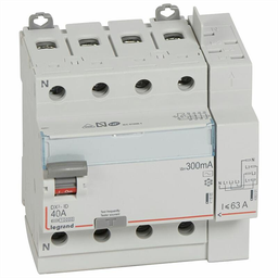 [32373] INTERRUPTEUR DIFFERENTIEL MODULAIRE 4P 40A 300MA AC 5MOD VIS/AUTO 411654 LEGRAND