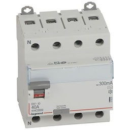 [32375] INTERRUPTEUR DIFFERENTIEL MODULAIRE 4P 40A 300MA AC 4MOD VIS/VIS 411665 LEGRAND