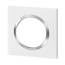 [32581] PLAQUE CARREE DOOXIE 1 POSTE FINITION BLANC AVEC BAGUE EFFET CHROME