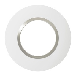 [32585] PLAQUE DE FINITION RONDE DOOXIE 1 POSTE FINITION BLANC MAT AVEC BAGUE PLUME BRILLANTE (GRIS)
