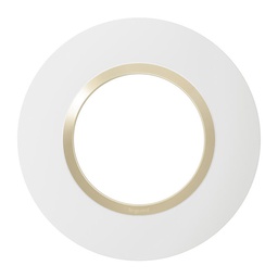 [35198] PLAQUE DE FINITION RONDE DOOXIE 1 POSTE FINITION BLANC MAT AVEC BAGUE DUNE BRILLANTE (JAUNE)