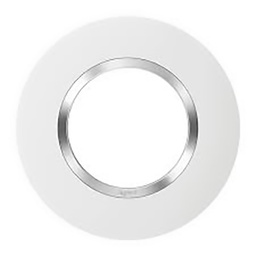 [32586] PLAQUE DE FINITION RONDE DOOXIE 1 POSTE FINITION BLANC MAT AVEC BAGUE EFFET CHROME