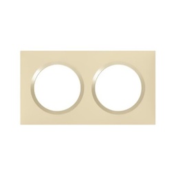 [32593] PLAQUE CARREE DOOXIE 2 POSTES FINITION DUNE MAT AVEC BAGUE DUNE BRILLANTE (JAUNE)