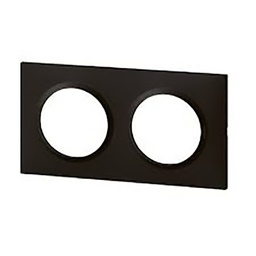 [32595] PLAQUE CARREE DOOXIE 2 POSTES FINITION NOIR VELOURS