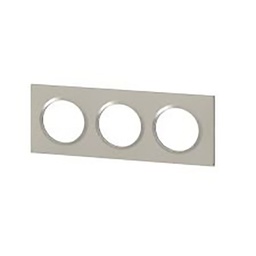 [32597] PLAQUE CARREE DOOXIE 3 POSTES FINITION PLUME MAT AVEC BAGUE PLUME BRILLANTE (GRIS)