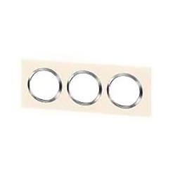 [32599] PLAQUE CARREE DOOXIE 3 POSTES FINITION BLANC MAT AVEC BAGUE EFFET CHROME
