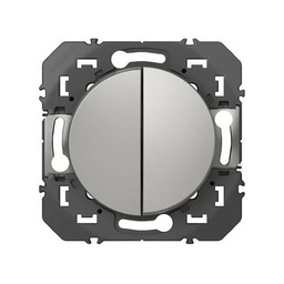 [32622] DOUBLE INTERRUPTEUR OU VA-ET-VIENT DOOXIE 10AX 250V FINITION ALU