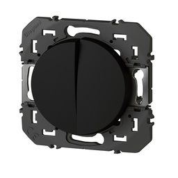 [32623] DOUBLE INTERRUPTEUR OU VA-ET-VIENT DOOXIE 10AX 250V FINITION NOIR - EMBALLAGE BLISTER