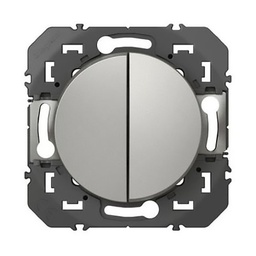 [32630] POUSSOIR DOUBLE DOOXIE 6A 250V FINITION ALU