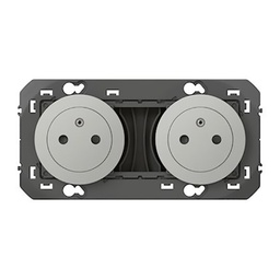 [32663] DOUBLE PRISE DE COURANT 2P+T SURFACE DOOXIE 16A PRECABLEES FINITION ALU