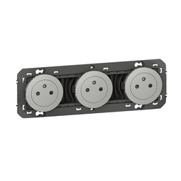 [32665] TRIPLE PRISE DE COURANT 2P+T SURFACE DOOXIE 16A PRECABLEES FINITION ALU