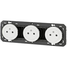 [32666] TRIPLE PRISE DE COURANT 2P+T SURFACE DOOXIE 16A PRECABLEES FINITION BLANC - EMBALLAGE BLISTE