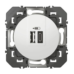 [32668] DOUBLE CHARGEUR USB 1 TYPE-A + 1 TYPE-C DOOXIE 3A FINITION BLANC
