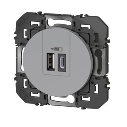 [32669] DOUBLE CHARGEUR USB 1 TYPE-A + 1 TYPE-C DOOXIE 3A FINITION ALU