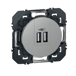 [32671] DOUBLE CHARGEUR USB TYPE-A DOOXIE 3A FINITION ALU