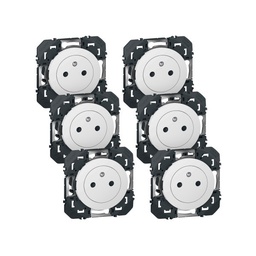 [32689] DOOXIE LOT DE 6 PRISES DE COURANT SURFACE AVEC TERRE BLANC COMPOSABLE