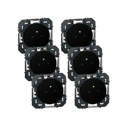 [32690] LOT DE 6 PRISES DE COURANT NOIR SURFACE 2P+T DOOXIE LEGRAND – COMPOSABLE