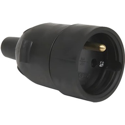 [32856] FICHE 2P+T FEMELLE DROITE A COIFFE 16A 1,5MM2 IP20 650°C NOIR DEBFLEX 713390