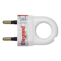 [32858] FICHE 2P 6A ANNEAU PLAST BLANC