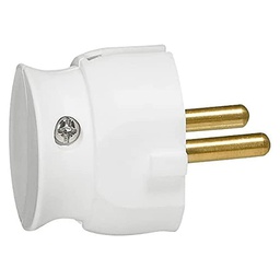 [32871] FICHE EXTRA-PLATE MALE SANS TERRE - 16A - SORTIE LATERALE - BLANC