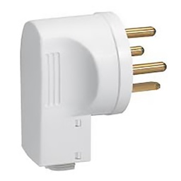 [32883] FICHE DE PUISSANCE MALE 32A - SORTIE DU CABLE PAR LE DESSOUS - 2 BROCHES - BLANC