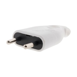 [32903] FICHE MALE 2 POLES 6A BLANC LATERALE