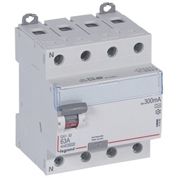 [35110] INTERRUPTEUR DIFFERENTIEL MODULAIRE 4P 63A 300MA AC 4MOD VIS/VIS ET AUXILIAIRE 406302 8716 LEGRAND