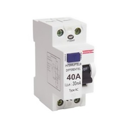 [33177] INTERRUPTEUR DIFFERENTIEL MODULAIRE 2P 40A 30MA AC 2MOD VIS/VIS DEBFLEX 707472