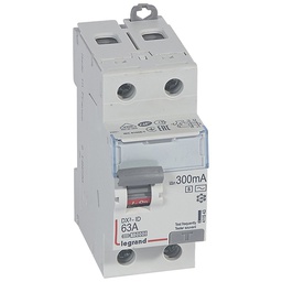 [33240] INTERRUPTEUR DIFFERENTIEL MODULAIRE 2P 63A 100MA AC SELECTIF 2MOD VIS/VIS 411543