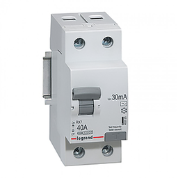 [33241] INTERRUPTEUR DIFFERENTIEL MODULAIRE 2P 40A 30MA AC 2MOD VIS/VIS REF 402025 LEGRAND