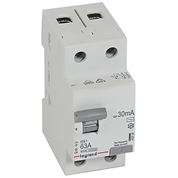 [33243] INTERRUPTEUR DIFFERENTIEL MODULAIRE 2P 63A 30MA AC 2MOD VIS/VIS REF 402026 LEGRAND