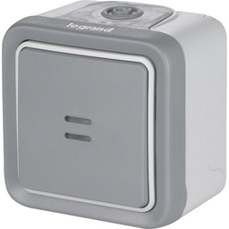 [33246] INTERRUPTEUR OU VA-ET-VIENT LUMINEUX ETANCHE PLEXO COMPLET IP55 SAILLIE 10AX 250V - GRIS