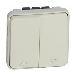 [33253] DOUBLE INTERRUPTEUR OU VA-ET-VIENT ETANCHE POUR VOLETS ROULANTS PLEXO COMPOSABLE IP55 10A 250V - BLANC