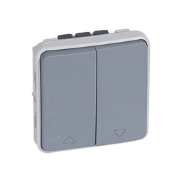 [33254] DOUBLE INTERRUPTEUR OU VA-ET-VIENT ETANCHE POUR VOLETS ROULANTS PLEXO COMPOSABLE IP55 10A 250V - GRIS