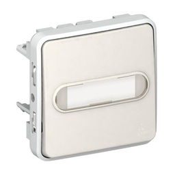 [33801] POUSSOIR ETANCHE NO LUMINEUX AVEC PORTE-ETIQUETTE PLEXO COMPOSABLE IP55 10A - BLANC
