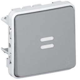 [33804] POUSSOIR NO LUMINEUX ETANCHE PLEXO COMPOSABLE IP55 10A - GRIS
