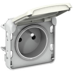 [33983] PRISE DE COURANT ETANCHE 2P+T AVEC ECLIPS DE PROTECTION PLEXO COMPOSABLE IP55 16A 250V - BLANC