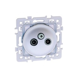 [34110] APPAREILLAGE PRISE ENCASTRE SAT TV FM SILVER SQUARE