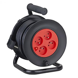 [34147] RALLONGE ENROULEUR H05VV-F 3G1.5 5M NOIR ET ROUGE