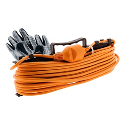 [34191] PROLONGATEUR JARDIN 2X1.5 ORANGE 25 M + 1 RANGE CABLE + 1 PAIRE DE GANT