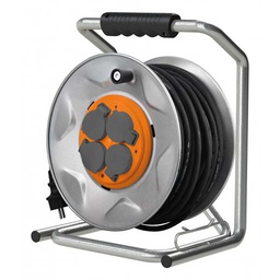 [34996] ENROULEUR CHANTIER HO7RN-F 4 PRISES 16A 3G2,5 35 M + COUPE-CIRCUIT + GUIDE CABLE + FLASQUE METAL - PLATINE FIXE