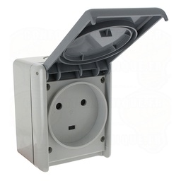 [34305] APPAREILLAGE PC APPARENT ETANCHE IP55 IK07 2P+T 32A GRIS PLEXO 55872 LEGRAND